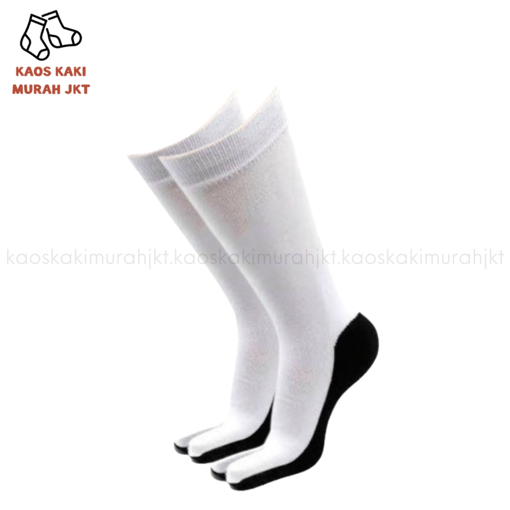 3 Pasang Kaos Kaki Jempol Polos Warna Putih Telapak Hitam Nilon Ukuran L