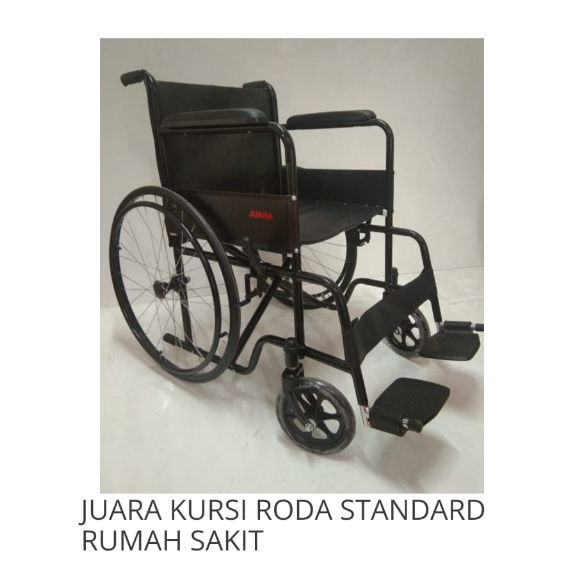 Kursi roda standar Juara JM 09 rumah sakit wheelchair murah besi tahan lama 65 cm kapasitas 100 kg