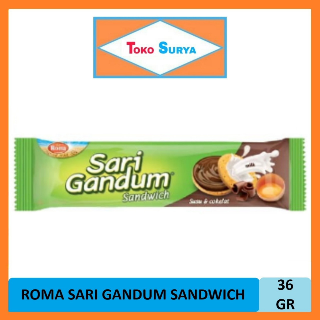 

Roma Sari Gandum Sandwich Susu & Cokelat Mayora 36gr