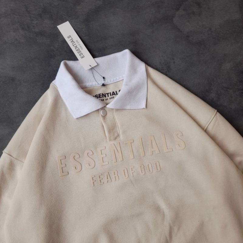 RUGBY JAKET SWEATER ESSENTIALS FEAR OF GOD CREAM FULLTAG &amp; LABEL