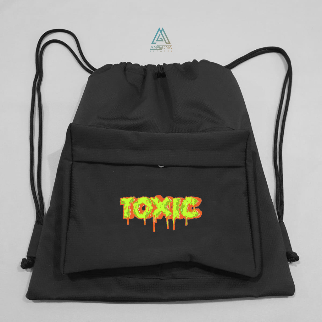 Anggona Apparel Tas Serut String Bag - Hitam - Design Aesthtetic
