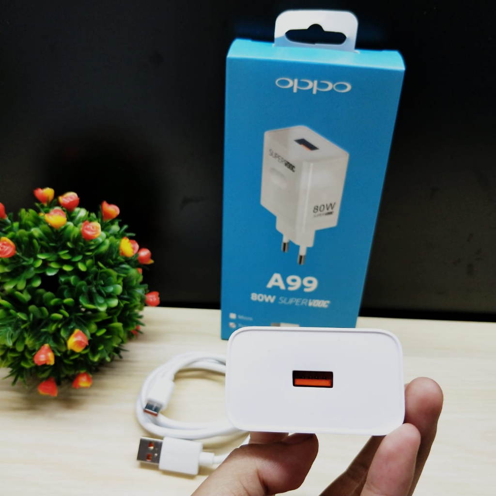 sale cuci gudang Charger oddo A99 80W Super Vooc Power Adapter + kabel micro dan type-c