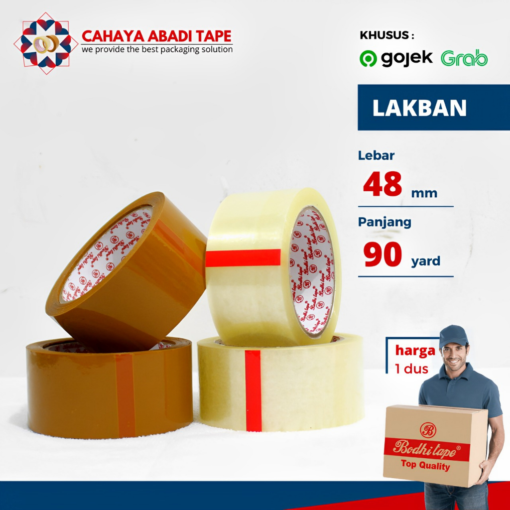 

LAKBAN BENING COKLAT BODHI 48MM X 90YARD PER DUS KHUSUS GRAB/GOJEK