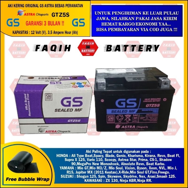 Aki Motor Xeon, Jupiter MX New, MX King, R15, Xabre, Fino, Byson GTZ5S GS ASTRA OTOPARTS ORI MF