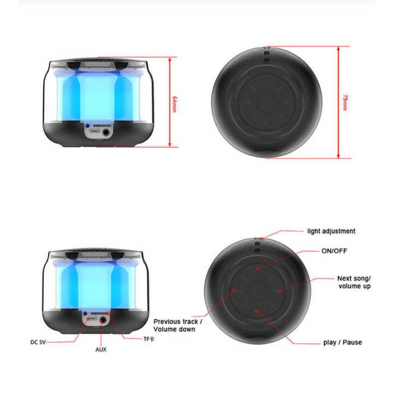 Speaker Bluetooth Mini Terbaru Lampu Disco Bass Charge Aux Input S300