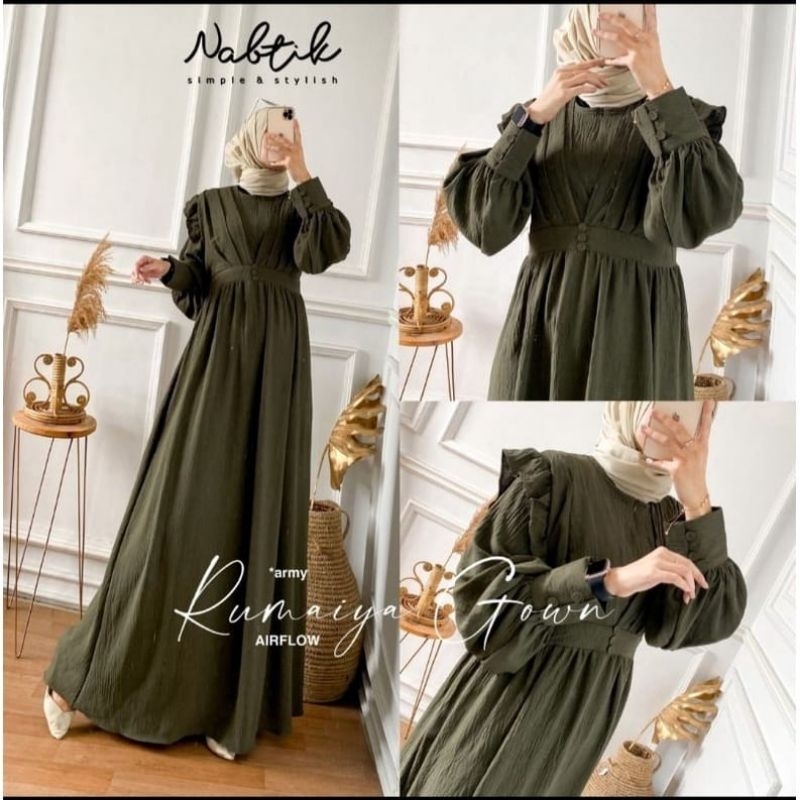 Gamis Rumaiya bahan cringkel airflow ld110