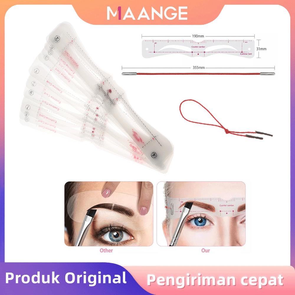 MAANGE 12 Pcs/Set Cetakan Alis Card Eyebrow Makeup Eyebrow Drawing Guide 12 Model + Box + Pisau Alis 1344