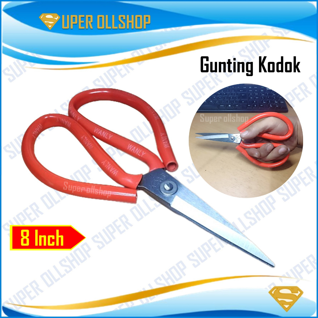 Gunting Potong Bahan Kain Kertas Karton Serbaguna Merah 8 Inch Tailor Scissor Kodok Kecil Tanggung