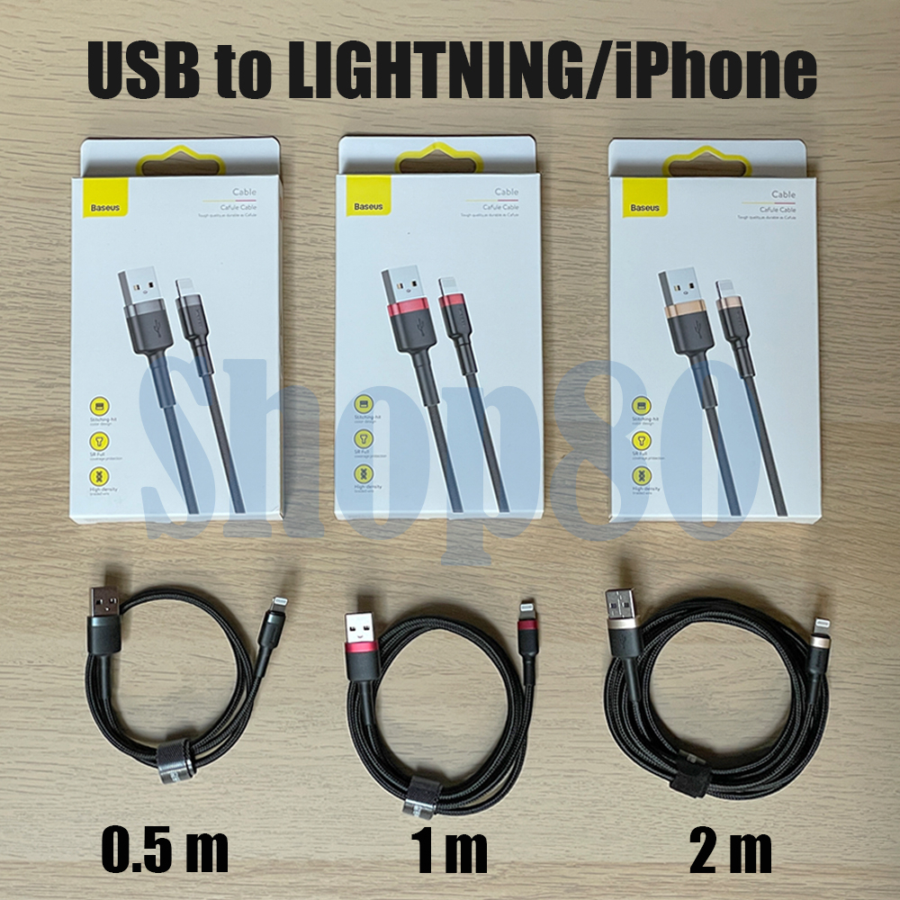 Baseus USB to Lightning Cable Fast Charging Kabel Charger Cafule Apple iPhone iPad PD QC 50cm 1m 2m