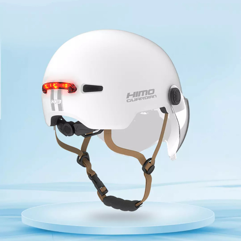 Helm Sepeda Bike Visor Adjustable Breathable with Tail Light Helem Sepedah Desain Trendi Nyaman Kaca Pelindung Mata