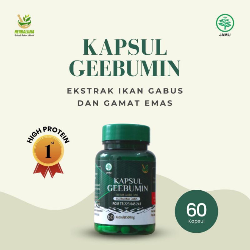 GeeBumin Kapsul Ekstrak Ikan Gabus dan Gamat Emas Protein Tinggi