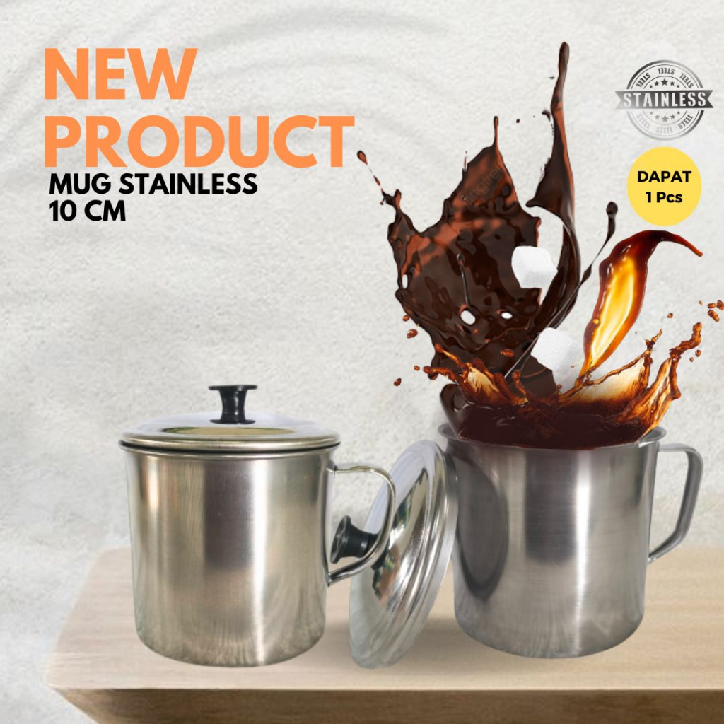 (AGR) Cangkir Mug Kopi Stainless Steel Mini Tahan Panas 10cm 12cm Gelas Camping