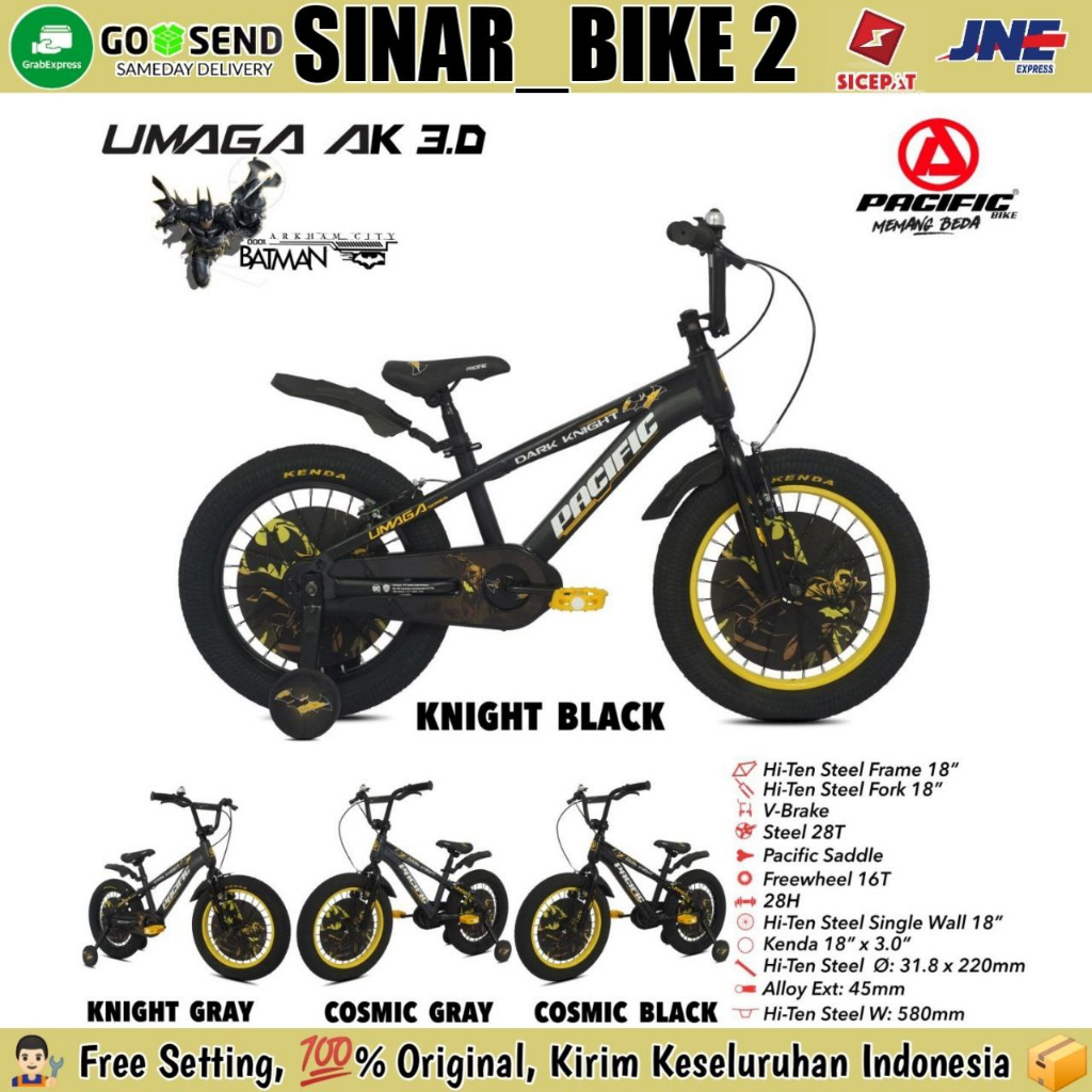 Sepeda Anak BMX Ukuran 12 ,16 &amp; 18 Inch PACIFIC Umaga Ax 3.0 Ban Jumbo Usia 3-10 Tahun