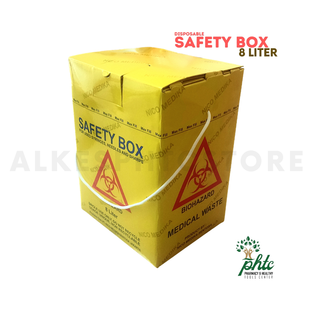 SAFETY BOX (BIOHAZARD) KAPASITAS 8 LITER l WADAH UNTUK LIMBAH MEDIS