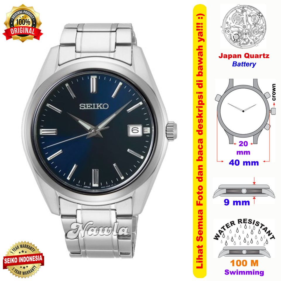 Seiko Quartz SUR309P1 Classic Sapphire Blue - Jam Tangan Pria SUR309