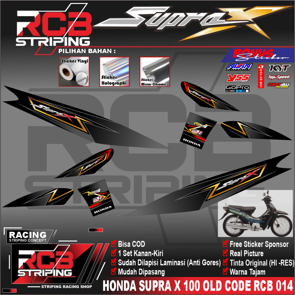 [COD] Stiker SUPRA X 100 LAMA 2002 striping SUPRA X 100 2002 HONDA motor sticker , RCB 014