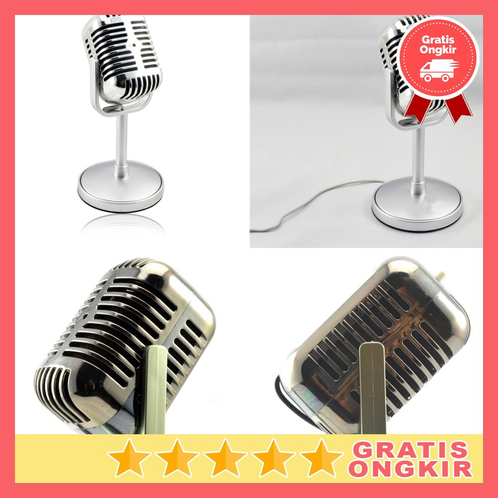 Mikropon Karaoke Rekaman Lagu Musik Alat Penangkap Suara Mic Streaming Vlogging Condenser Microphone