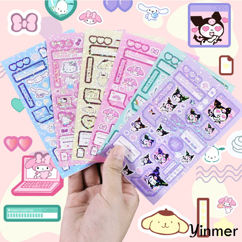 

COD✨STIKER GLITTER SANRIO CHARACTERS / STIKER DECOR CINAMOROLL KUROMI POMPOM SNOPI HELLOKITTY KUROMI-Yinmer