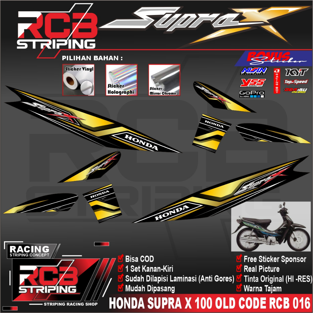 [COD] Stiker SUPRA best seller striping SUPRA X 100 LAMA motor HONDA motor sticker variasi, rcb 016