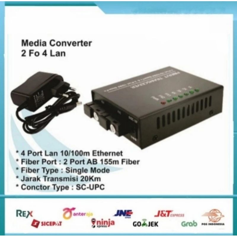 Media Converter fiber optic 2 Port FO 4 Por LAN