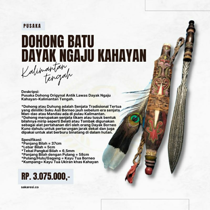 Pusaka Belati Tua Dayak Antik Dohong Duhung Langka Lawas Kalimantan Ori Asli