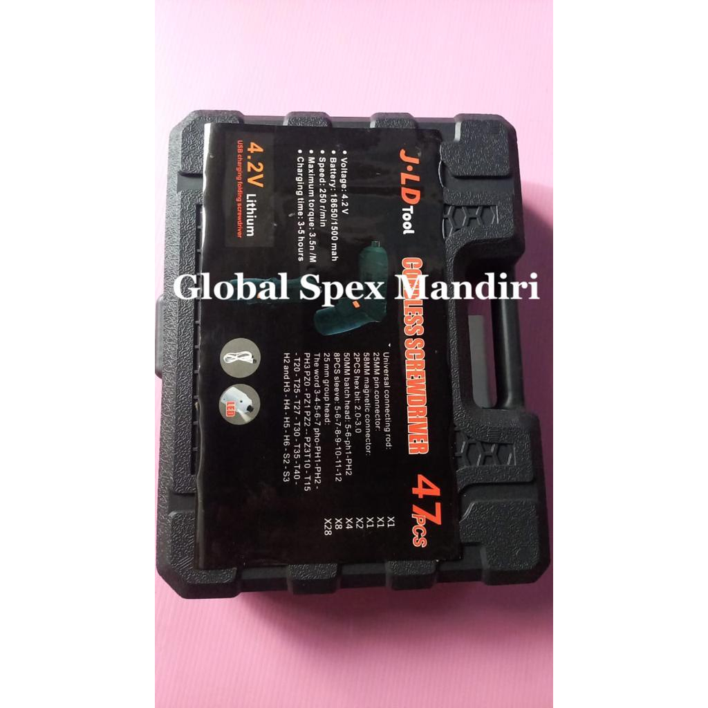 JLD BOR OBENG 4.2V FULL AKSESORIS CORDLESS SCREWDRIVER