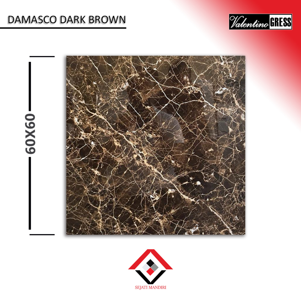 granit 60x60 - motif marmer - valentino gress damasco dark brown