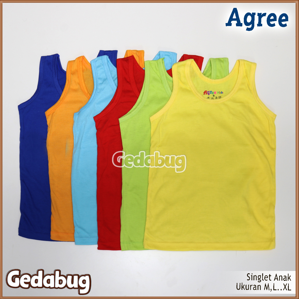 3 pcs - Singlet Agree  art SA 002 / Kaos Kutang Warna AnakKatun Serap Keringat Agree Kids