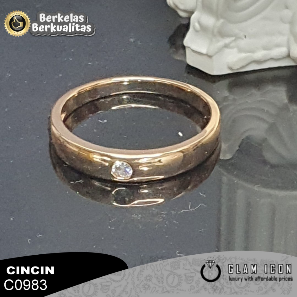 Cincin Couple Motif simple mata satu kecil C0983 CCG【BISA COD】