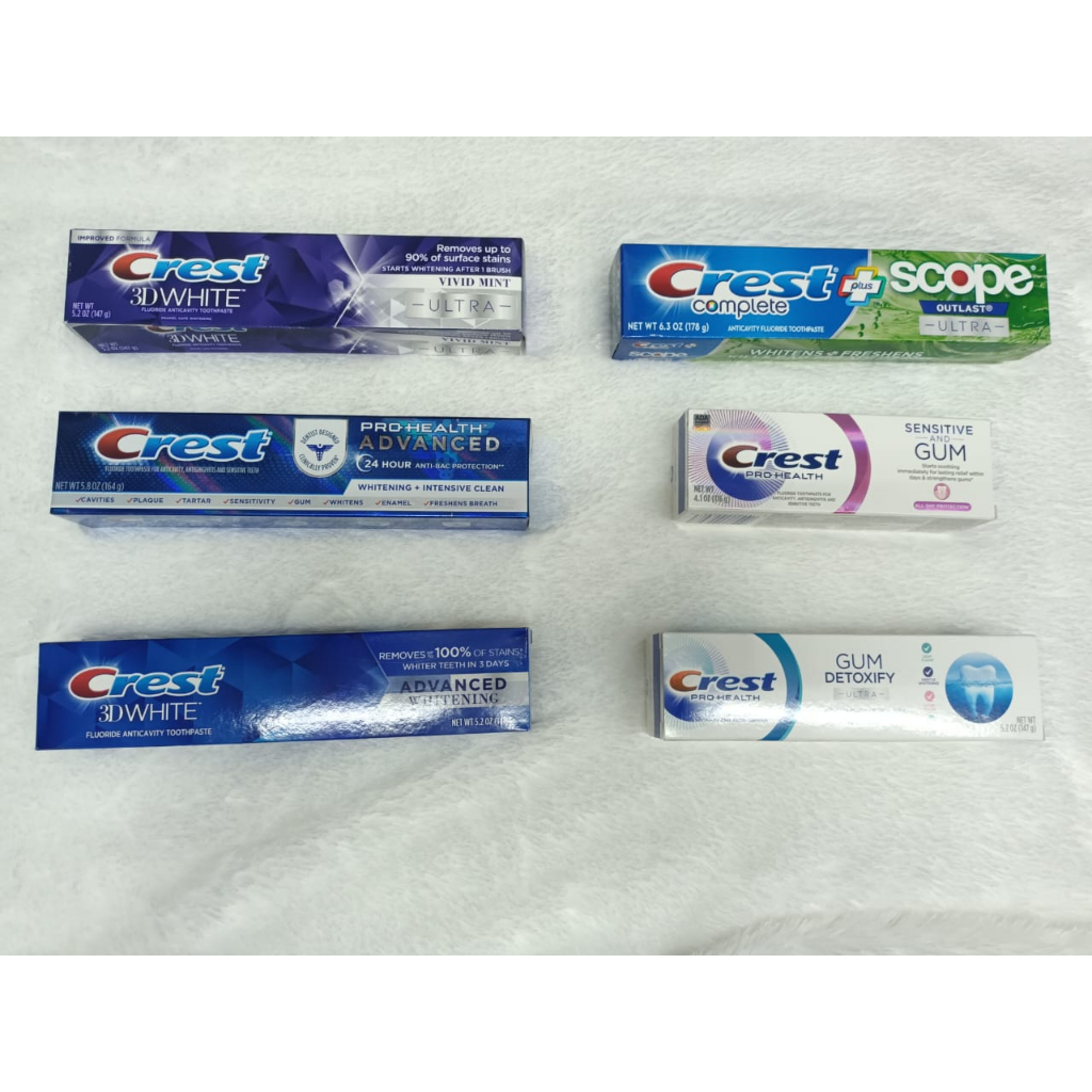 Crest 3D White Vivid MInta Ultra / Outlast Ultra / Advanced / Advanced Whitening 100% Original From USA / Odol Pemutih