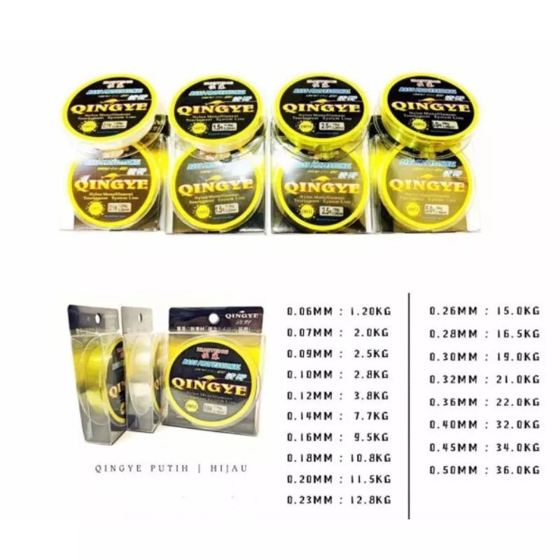 SENAR PANCING QINGYE 100M KUAT LEMBUT BERBAGAI UKURAN