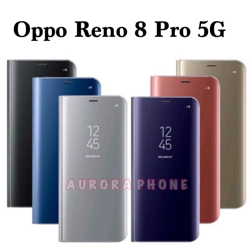 Oppo Reno 8 Pro 5G Flip Case Oppo Reno 8 Pro 5G Clear View Cover Mirror Standing Smart Case Oppo Ren