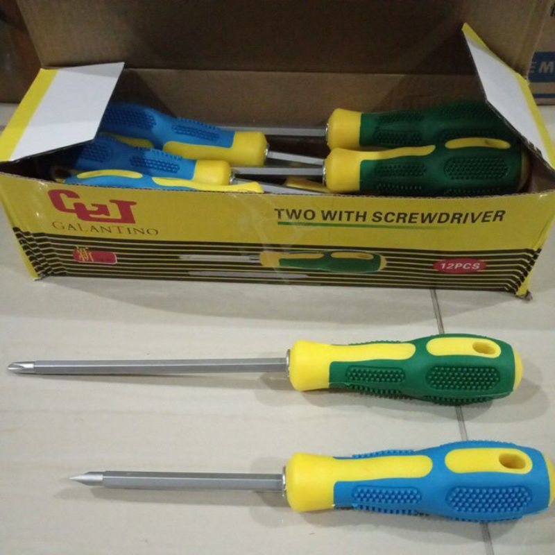 Obeng 2 Way Bolak Balik + Magnet Galantino2 In 1 Screwdriver