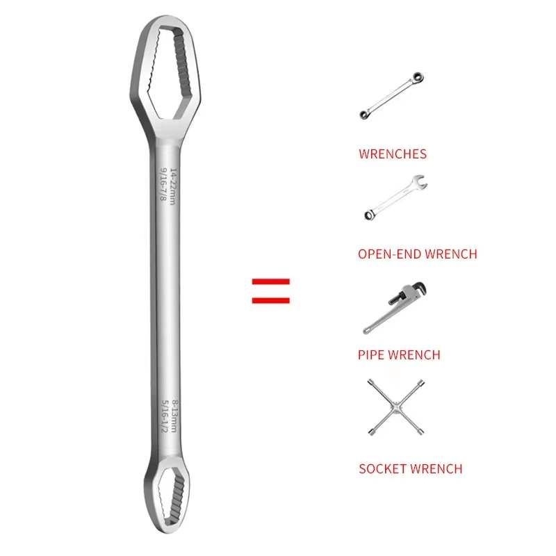 Cod Kunci Pas Multi Fungsi Double-head Adjustable 8-22mm Ratchet