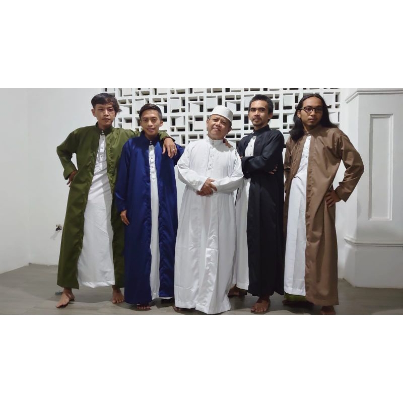 FAST DELIVERY 1 set jubah pria luar dalam, jubah hanan 2 in 1, jubah gamis pria premium bahan katun