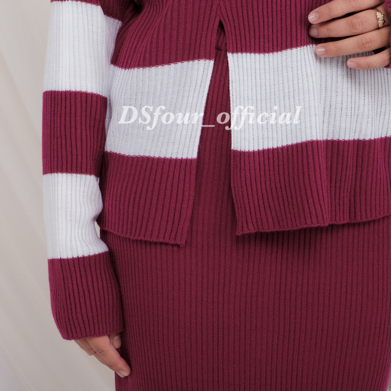 Oneset Yumna Stripe Blouse Rajut Premium [DSfourofficial]