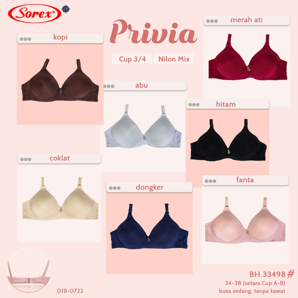 Bh Bra Sorex 33498 , 18158 (Cup A) Tekstur Motif | Busa Tipis Tanpa Kawat |jx