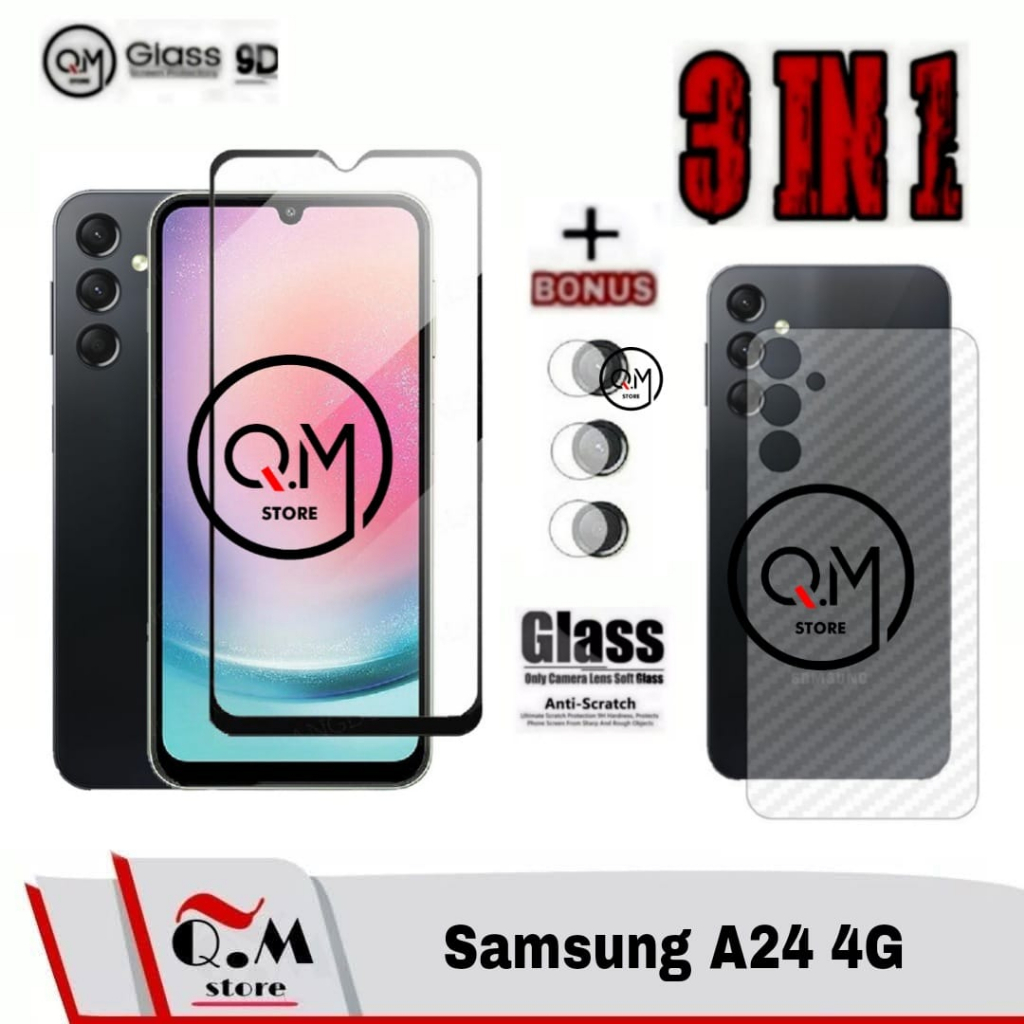 Paket 3in1 Tempered Glass Samsung A24 4G Anti Gores Pelindung Layar