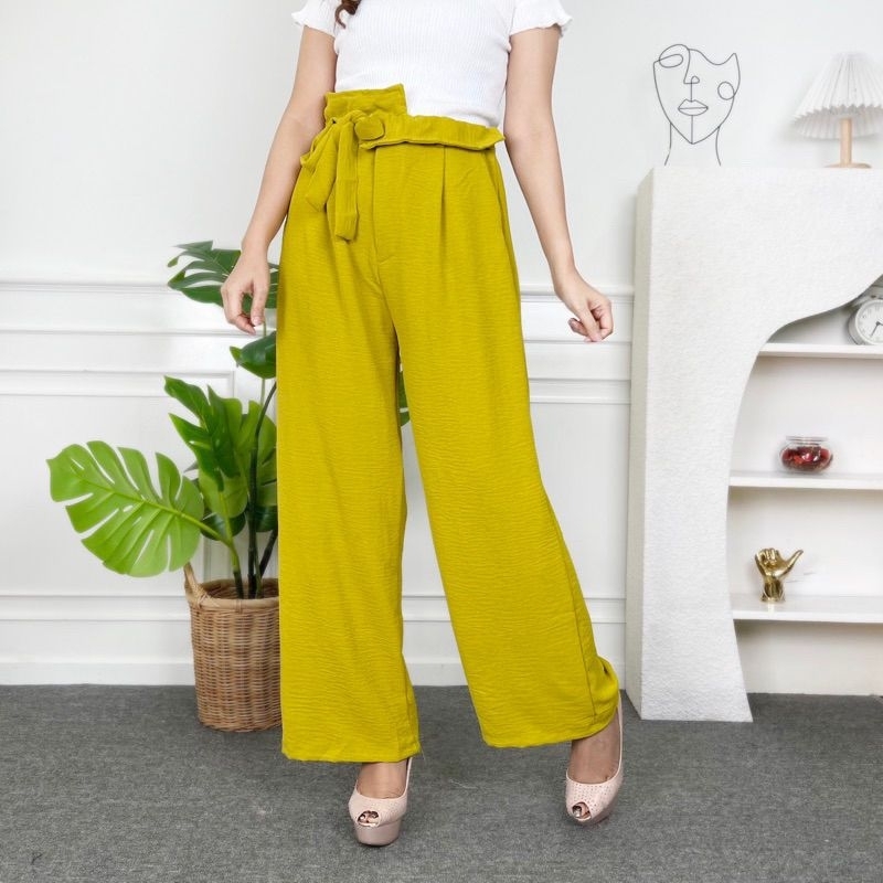 celana kulot wanita camellia highwaist crincle style terbaru