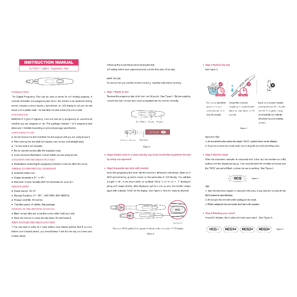 HUAC Reusable Digital Pregnancy Test with Weeks Indicator