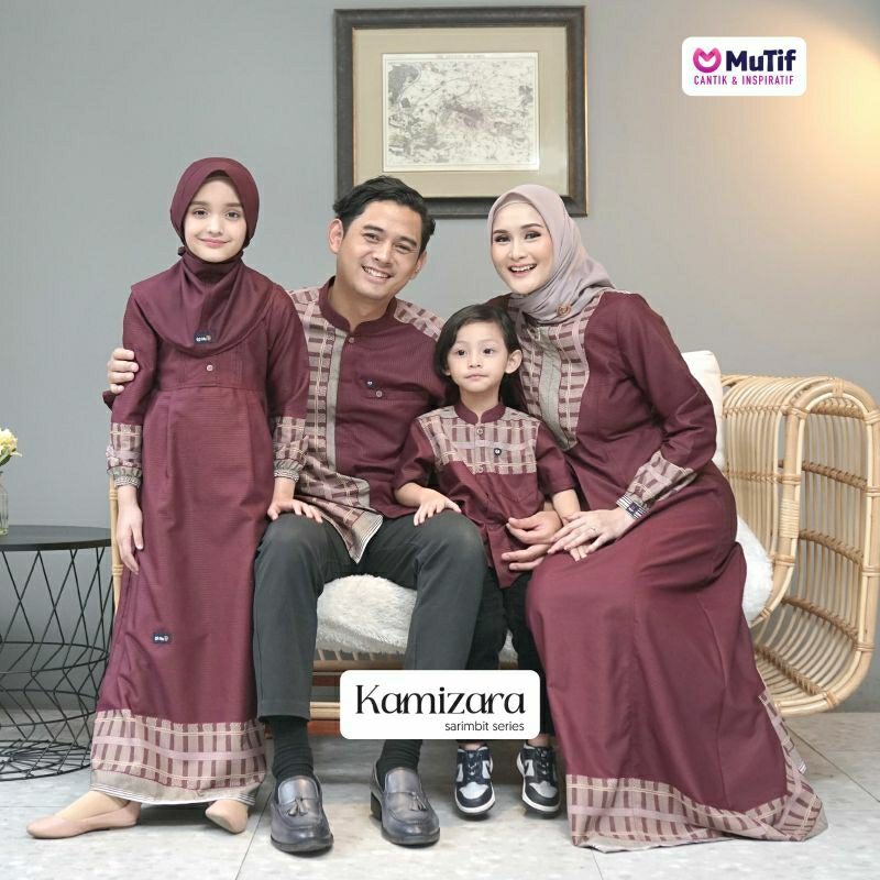 Mutif Sarimbit Kamizara Kamiza Ruby Red Baju Muslim Gamis Sarimbit Keluarga Family Series Terbaru Ori Lebaran 2023