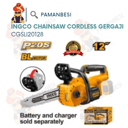 CGSLI20128 CORDLESS MESIN GERGAJI CHAINSAW BATERAI 12" 20V 4AH INGCO