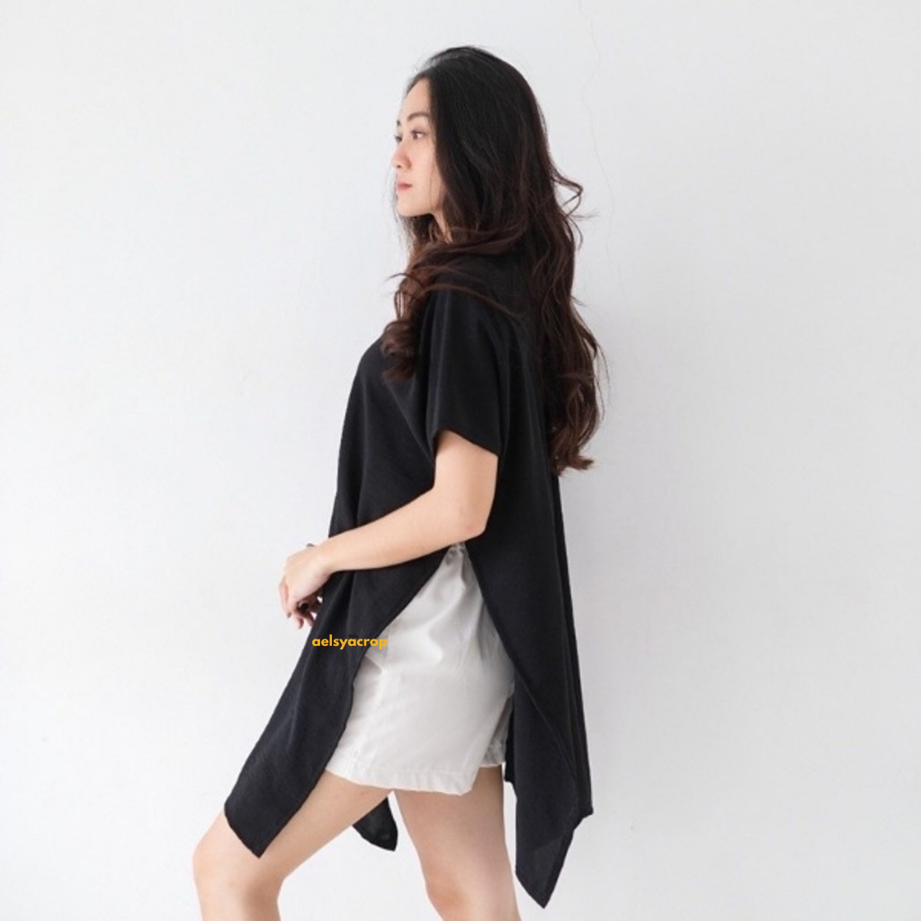 Nagita Long Square Blouse Crinke Airflow Nina Top Atasan Wanita Oversize