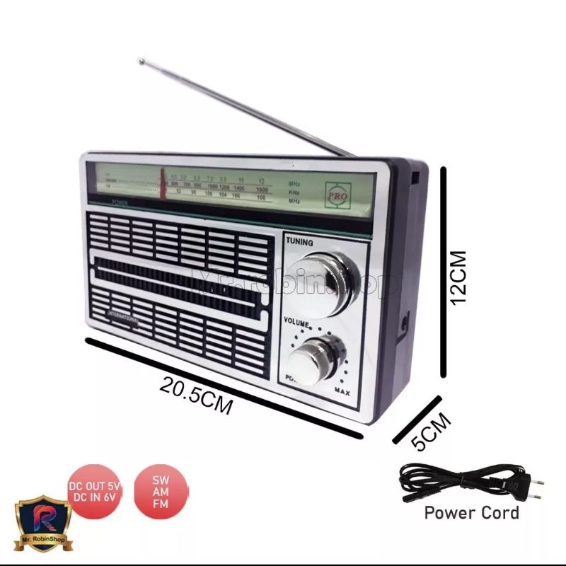 RADIO AC/DC PORTABLE INTERNATIONAL 2 BAND FM - AM  4250 / 1211 ANTIK CLASSIC