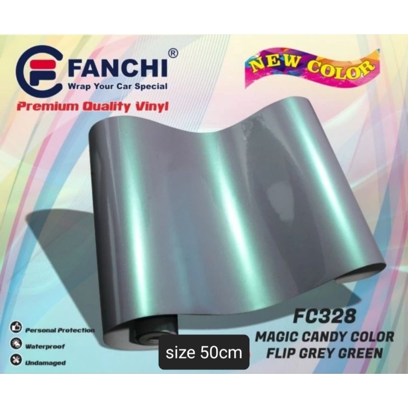 50cm Sticker Fanchi FC328 Magic Candy Color Flip Grey Green Premium Wrap 50cm