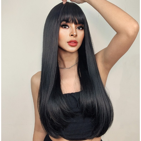 Wig - Rambut Wig Wanita Lurus Panjang Poni Korea 036