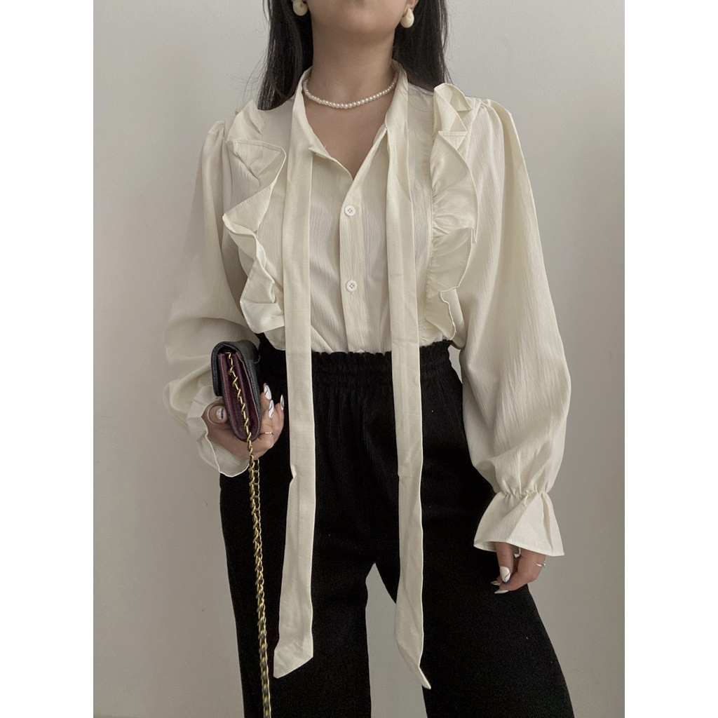 Rosaine Ruffle Blouse Atasan Wanita Terbaru Katun Twiscone