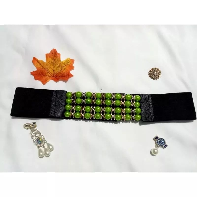 Lx Ikat Pinggang Belt Karet Mutiara 7 baris