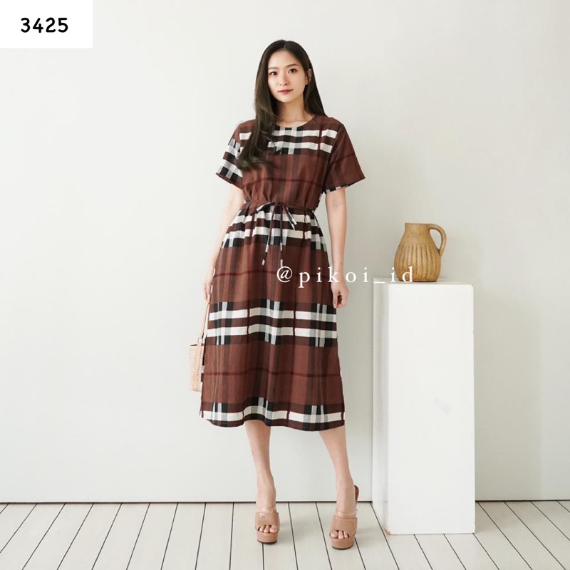 Pikoi_id | Loose Dress wanita katun FREE BELT / oversize dress santai / dress ikat wanita jalan 3425