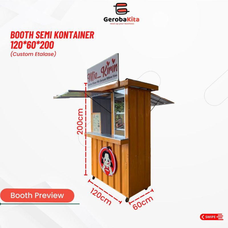 Booth Semi Kontainer Etalase Kaca/ Booth Murah Bagus